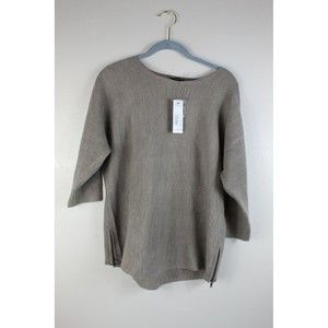 Worthington 3/4 Dolman Sleeve Pullover Knit Sweater Taupe Women's PM NEW